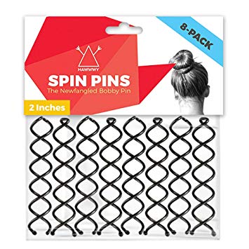 Hawwwy Spiral Bobby Pins 8 Pack Spin Pins, Easy & Fast Bun Maker Twist Screws, Hair Pin for Women Kids, Updo Hair Accessories, Messy Bun, Perfect Bun Bobbypins Bobypin Bobbie Fashion (Black 5 cm)