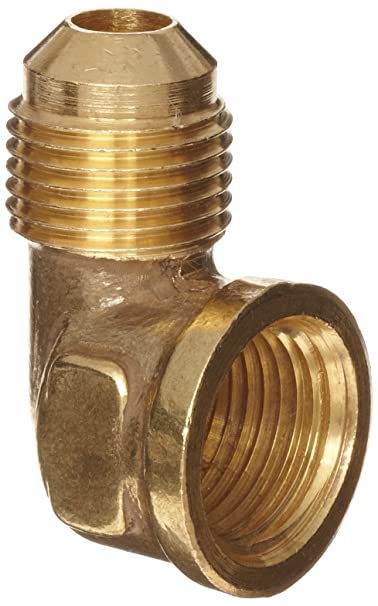 Anderson Metals - 54050-0608 Brass Tube Fitting, 90 Degree Elbow, 3/8" Flare x 1/2" Female Pipe