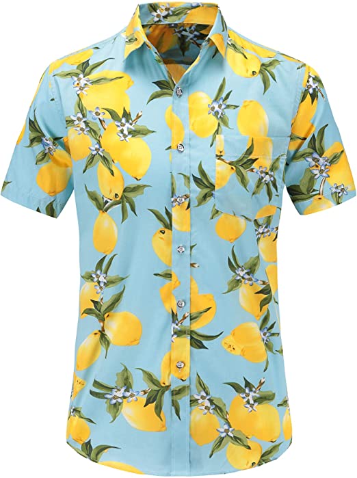 Dioufond Mens Hawaiian Shirts Short Sleeve Aloha Hawaii Tropical Shirt