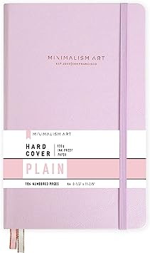 Minimalism Art, Premium Hard Cover Notebook Journal, X-Large Size, Master A4 8.3" x 11.4", 186 Numbered Pages, Gusseted Pocket, Ribbon Bookmark, Extra Thick Ink-Proof Paper 120gsm (Plain, Pink)