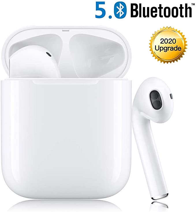 Wireless Earbuds Bluetooth 5.0,Touch Headphones with Microphone, Pop-ups Auto Pairing,IPX5 Waterproof HiFi 3D Stereo Headphones,Built-in HD Mic Headphone, for iPhone/Android/Samsung