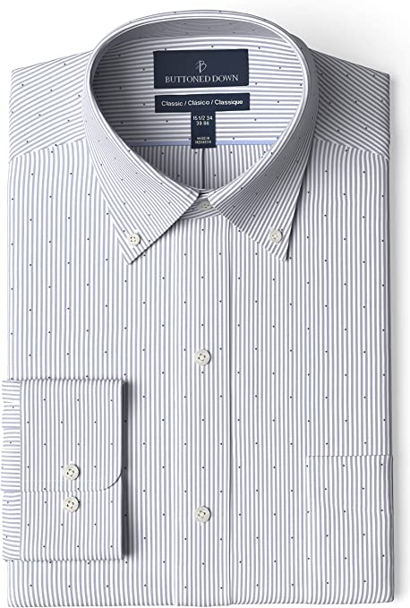 Buttoned Down Men's Classic Fit Button Collar Pattern Dress Shirt