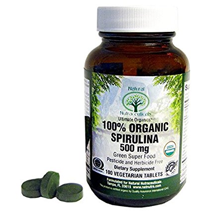 Natural Nutra Certified Organic Spirulina Supplement, Protein Packed Algae, 100 Tablets