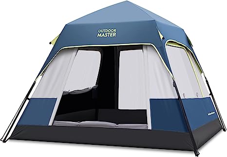 OutdoorMaster Tents, 4/6/8 Person Camping Tent with Dark Space Technology, Easy Setup in 60 Seconds, Weatherproof Pop Up Tent for Camping with Top Rainfly, Instant Cabin Tent