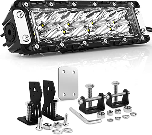 Autofeel 10 Inch LED Light Bar Triple Rows Spot Beam 8000LM Off Road Driving Fog Lights for Truck SUV Pickup ATV Boat