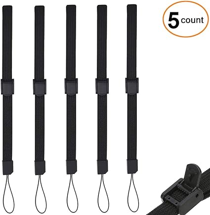 Wrist Lanyard Hand Strap, 5 PCS Universal Wristlet Wristband with Adjustable Slider Lock Compatible with Wii Remote Controller Mobile Phone MP3 Digital Camera USB Flash Drive Black
