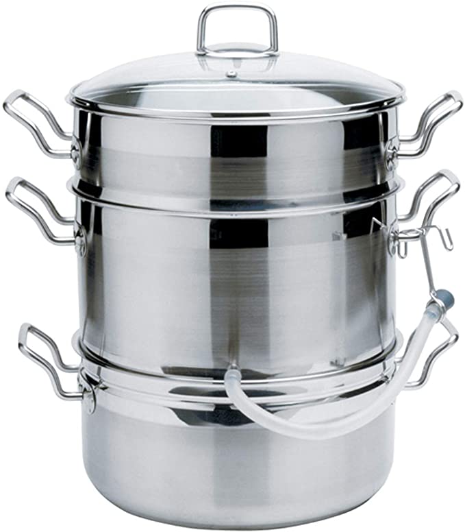 Norpro 624 Stainless Steel Steamer/Juicer, 11qts/10.4L, 4qts/3.8L, 8.5qts/8L, As Shown