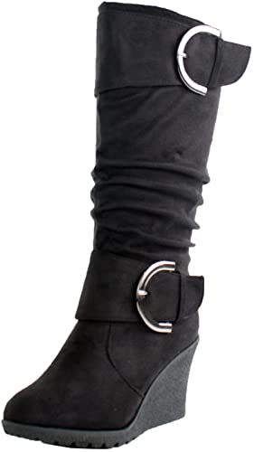 Top Moda Pure 66 Womens Slouch Wedge Boots