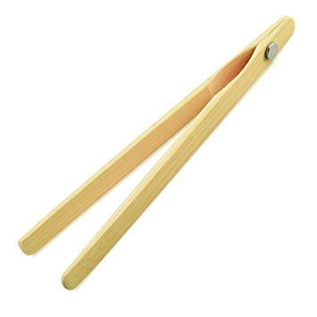 Norpro 1982 8" Bamboo Toaster Tongs with Magnet, One Size