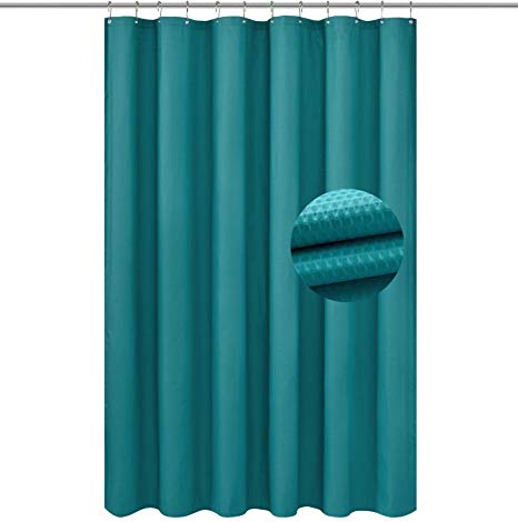 Barossa Design Soft Microfiber Fabric Shower Liner or Curtain with Embossed Dots, Hotel Quality, Machine Washable, Water Repellent, Turquoise, 70 x 72 inches