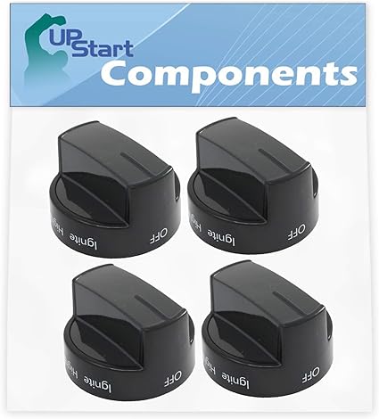 4-Pack W10339442 Range Knob Replacement for Whirlpool WFG510S0AS2 Range - Compatible with WPW10339442 Ranges/Stove/Oven Knob - UpStart Components Brand