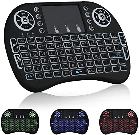 Mini Wireless Keyboard with Touchpad - Backlit QWERTY Keyboard with Touchpad Mouse Combo with Rainbow LED Backlit 2.4GHz Handheld Remote Control for Computer, Laptop, Tablets, Smart TV, Xbox, PS3