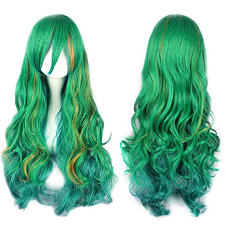 Mersi Long Green Wig Halloween Costume Wigs for Women S013