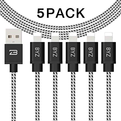 Lightning Cable,iPhone Charger 6ft Phone Charger USB Syncing & Charging Cord Compatible with iPhone Xs/Xs/max/X / 8/7 / 7 Plus / 6s / 6s Plus / 6/6 Plus, Pad 2/3 / 4 Mini, Pad Pro Air, Pod - 5 Pack