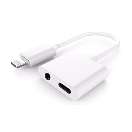 2 in 1 Lightning to 3.5mm Audio Adapter, Headphone Jack Adapter for iPhone 7/7 Plus[supports IOS 10.3.2 or later], Charge & Listen at the same time