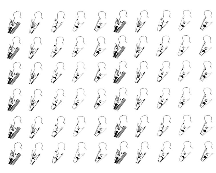 yueton 60pcs Metal Hook Clips Hanging Curtain Clip Hanger (Silver)