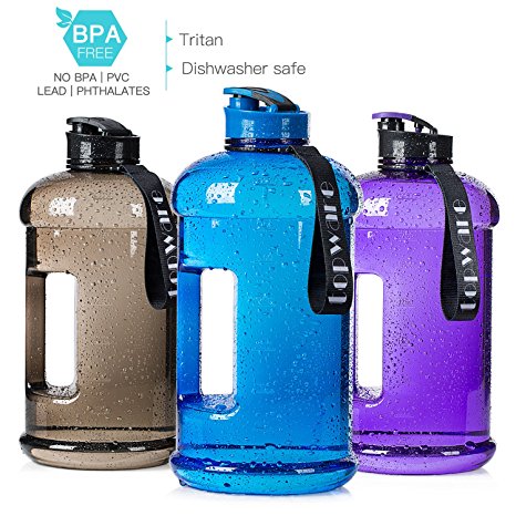 TOPWARE USA New Material Tritan Plastic Hot Cold Water Jug Container Big Capacity 2.2L 75oz Dishwasher Safe Half Gallon Large Leakproof BPA Free Water Bottle for Fitness Camping Bicycle Gym