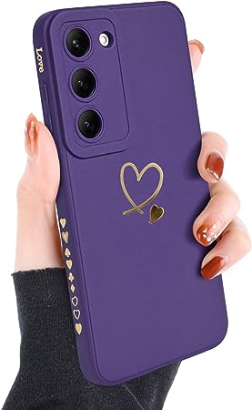 Newseego for Samsung Galaxy S23 Plus Case Girls Women, Cute Love Heart Pattern Phone Case Flexible Liquid Silicone Shockproof Protective Bumper Cover for Samsung Galaxy S23 Plus-Purple