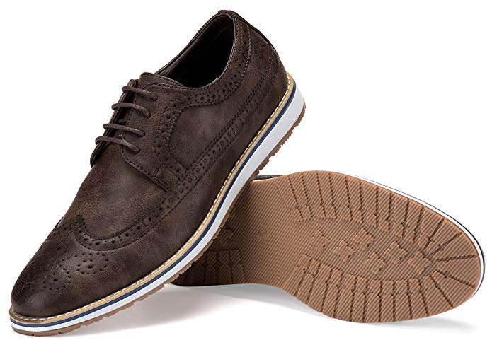 Mio Marino Mens Casual Shoes - Wingtip Oxford - Dress Shoes for Men, in A Shoe Bag