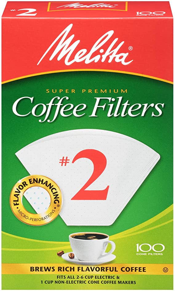 Melitta #2 Super Premium Cone Coffee Filters, White, 100 Count (Pack of 6)