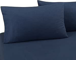 Flannel Sheet Set 100% Cotton (Queen, Navy)