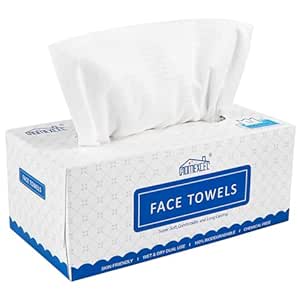 HOMEXCEL Face Towels, Disposable Face Towelette, Biodegradable Makeup Remover Dry Wipes, Super Soft Clean Facial Towels Wash Cloth for Sensitive Skin,100 Count