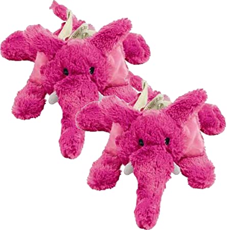 KONG Cozie Elmer The Elephant, Medium Dog Toy, Pink (2 Pack)