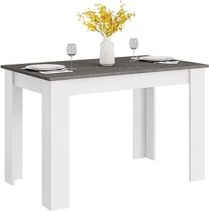 Giantex Wooden Dining Table, Modern Kitchen Table for 4, Rectangular Dinner Table for Kitchen, Dining Room, Living Room, Home Dinette Furniture, 47" L x 28" W x 30" H, (White & Dark Gray)