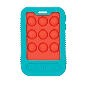 Nuby Baby Teething Toy - BPA Free - 3  Months - Giggle Bytes Sensory Popper Cellphone - Aqua