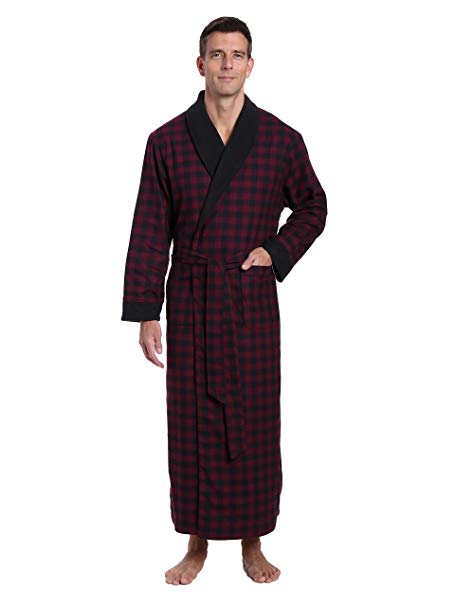 Noble Mount Mens Premium 100% Cotton Flannel Fleece Lined Robe