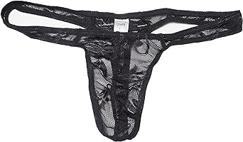1 ONEFIT Men's Lace Thong T Panties Ice Silk Low Waisted Lace Jacquard Underwear