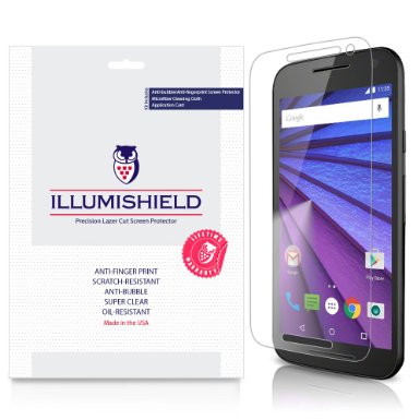 Motorola Moto G Screen Protector (2015,3rd Gen)[3-Pack], iLLumiShield - Japanese Ultra Clear HD Film with Anti-Bubble and Anti-Fingerprint - High Quality Invisible Shield - Lifetime Warranty