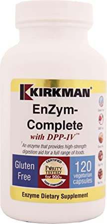 Kirkman EnZym-Complete/DPP-IV™ || 120 Vegetarian Capsules || Enzymes || Gluten Free || Casein Free || Tested for More Than 950 Environmental contaminants