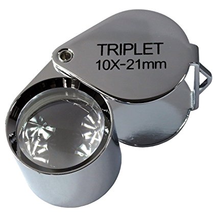 HTS 203A0 10x 21mm Chrome Triplet Jeweler's Loupe With Leather Case