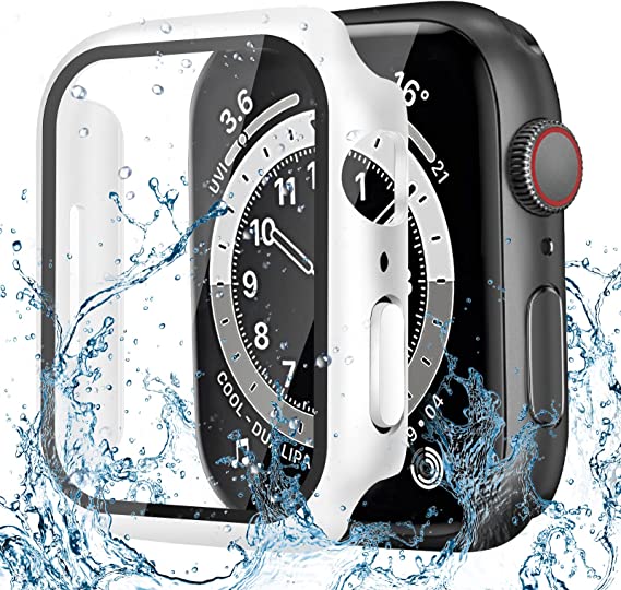 CAERMA Apple Watch用 ケース iWatch Series SE2/SE/8/7/6/5/4 41mm対応 超薄型 アップルウォッチ用 ケース 防水 硬度9H 強化ガラス 高透過率 高耐久 耐衝撃 全面保護 Apple Watch用 カバー ホワイト