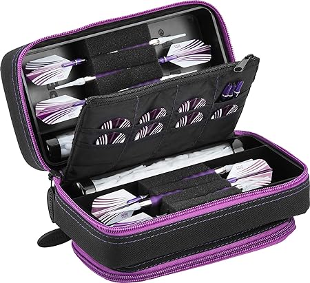 Viper by GLD Products Casemaster Plazma Pro Dart Case with Amethyst Zipper for Soft and Steel Tip Darts, Holds 6 Darts and Features Large Front Pocket for Mobile Device