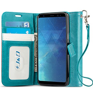 Galaxy S8 Case, J&D [Wallet Stand] [Slim Fit] Heavy Duty Protective Shock Proof Flip Cover Wallet Case for Samsung Galaxy S8 (Aqua)