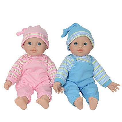 The New York Doll Collection 12" Twin Baby Doll Girls Made of Vinyl for Small Children (12" Caucasian)