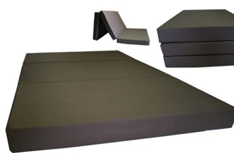 Brand New Brown Twin Size Shikibuton Trifold Foam Beds 6" Thick x 39"W x 75"L Long, 1.8 lbs high density resilient white foam, Floor Foam Folding Mats.