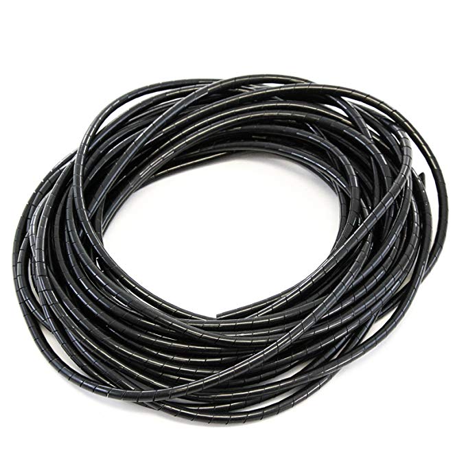 33FT PE 1/4" (6 mm) Black Polyethylene Spiral Wire Wrap Tube PC Manage Cable for Car Computer Cable
