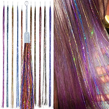Holographic Hair Tinsel - by Hair Dazzle - Professional Fairy Strands - RAINBOW Color Glitter Hair Extensions For Girls - Heat Resistant & Tangle-proof, Long Lasting Women's Sparkle Hair Accessories