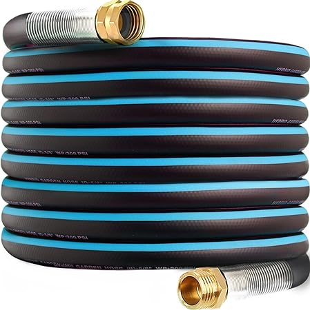 Hybrid Garden Hose 75 FT x 5/8",Heavy Duty Water Hose With 3/4" Solid Brass Fittings, No-Tangle & No-Kink,Tough & Flexible,Durable& Lightweight,Non-Expanding Garden Hoses for Yard, Outdoor, RV