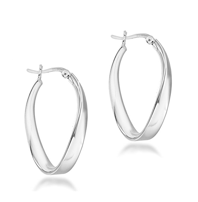 Tuscany Silver Sterling Silver Oval Creole Earrings