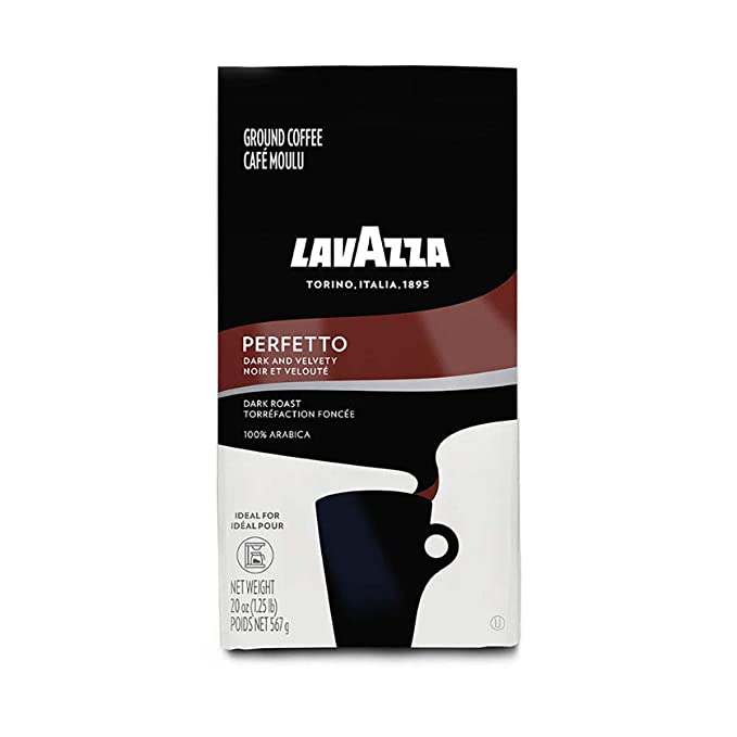 Lavazza Perfetto Ground Coffee Blend, Dark Roast, 20 Oz, Perfetto, 20 Oz