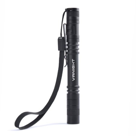 VANIGHT Mini LED Flashlight CREE XPE-R3 Pocket Torch AAA Battery Powered Penlight with Belt Clip and Lanyard for Multipurpose