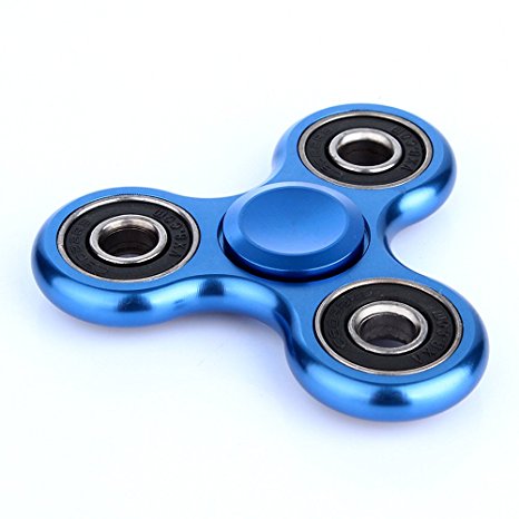 TechVibe 360 Fidget Spinner Anti-Anxiety Tri-Spinner Helps Focusing Fidget Toys Premium Quality CNC Metallic Focus Toy for Kids & Adults - Best Stress Reducer Relieves ADHD Anxiety - Tri-Ball Blue