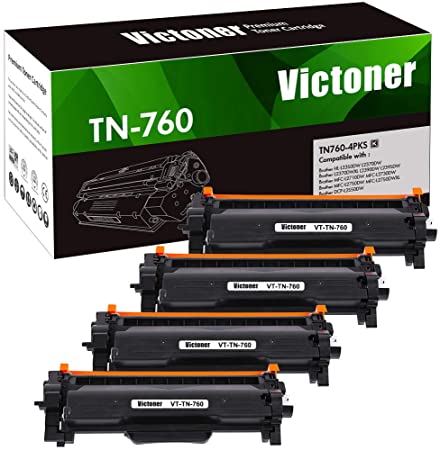 Victoner Compatible Toner Cartridge Replacement for Brother TN-760 TN760 TN-730 Toner for Brother HL-L2350DW HL-L2395DW HL-L2390DW HL-L2370DW MFC-L2750DW MFC-L2710DW DCP-L2550DW (Black,4 Pack)