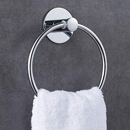 GERUIKE Towel Ring Bathroom Towel Holder Bath Towel Hanger Self Adhesive Stainless Steel Rustproof Polished Finish Toilet Towel Ring Wall Mount No Drilling Nail Free