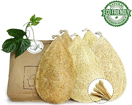 Natural Dish Sponge Pack 5 Vegetable Scrubber for Kitchen Loofah Plant Cellulose Scouring Pad Biodegradable Compostable Dishwashing Zero Waste Product Luffa Loofa Loufa Lufa (Dish Sponge Pack 5)