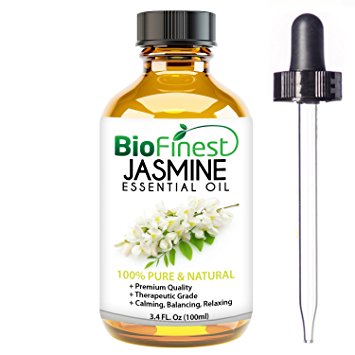 BioFinest Jasmine Essential Oil - 100% Pure Undiluted - Therapeutic Grade - Premium Quality - Best For Aromatherapy, Deep Sleep, Stretch Marks and Dry Skins - FREE E-Book and Dropper (100ml)